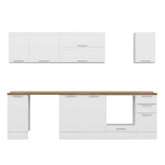 Alvinka 290X210 Cm Klasik Mebran Mutfak Dolabı M-E90S40S40-2 Mebran | Beyaz - Mdf