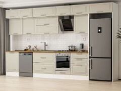 Alvinka 400X240 Cm Klasik Mebran Mutfak Dolabı Mb-E80S60S60-2 Mebran | Kumtaşı - Mdf