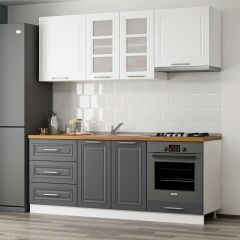 Minar 200 Cm Mebran C Mutfak Dolabı Beyaz Antrasit 200-Mcba1