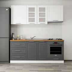 Minar 200 Cm Mebran C Mutfak Dolabı Beyaz Antrasit 200-Mcba1