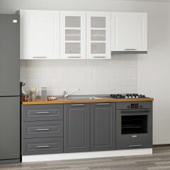 Minar 200 Cm Mebran C Mutfak Dolabı Beyaz Antrasit 200-Mcba1