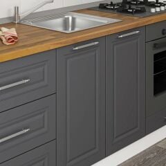 Minar 200 Cm Mebran C Mutfak Dolabı Beyaz Antrasit 200-Mcba1