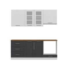 Minar 200 Cm Mebran C Mutfak Dolabı Beyaz Antrasit 200-Mcba1