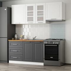 Minar 200 Cm Mebran C Mutfak Dolabı Beyaz Antrasit 200-Mcba2