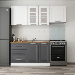 Minar 200 Cm Mebran C Mutfak Dolabı Beyaz Antrasit 200-Mcba2