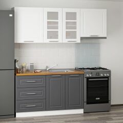 Minar 200 Cm Mebran C Mutfak Dolabı Beyaz Antrasit 200-Mcba2