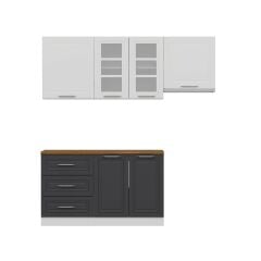 Minar 200 Cm Mebran C Mutfak Dolabı Beyaz Antrasit 200-Mcba2