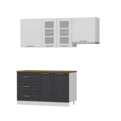 Minar 200 Cm Mebran C Mutfak Dolabı Beyaz Antrasit 200-Mcba2