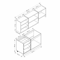 Minar 200 Cm Mebran C Mutfak Dolabı Beyaz Antrasit 200-Mcba2