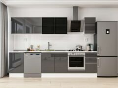 Alvinka 300X210 Cm High Gloss Mutfak Dolabı M-E90S50S40-3 High Gloss | Antrasit - Suntalam