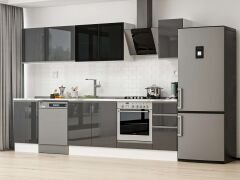 Alvinka 300X210 Cm High Gloss Mutfak Dolabı M-E90S50S40-3 High Gloss | Antrasit - Suntalam