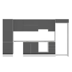 Alvinka 390X222 Cm High Gloss Mutfak Dolabı Mbb-E90B60S40-1 High Gloss | Antrasit - Suntalam