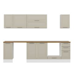 Alvinka 290X210 Cm Klasik Mebran Mutfak Dolabı M-E90S40S40-2 Mebran | Kumtaşı - Mdf