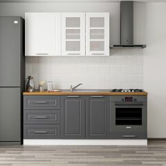 Minar 200 Cm Mebran C Mutfak Dolabı Beyaz Antrasit 200-Mcba3