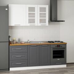 Minar 200 Cm Mebran C Mutfak Dolabı Beyaz Antrasit 200-Mcba3