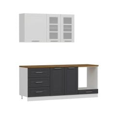 Minar 200 Cm Mebran C Mutfak Dolabı Beyaz Antrasit 200-Mcba3