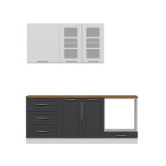 Minar 200 Cm Mebran C Mutfak Dolabı Beyaz Antrasit 200-Mcba3