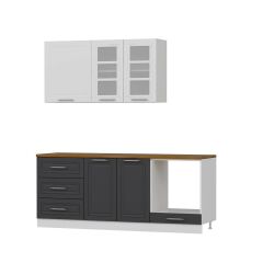 Minar 200 Cm Mebran C Mutfak Dolabı Beyaz Antrasit 200-Mcba3