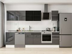 Alvinka 300X210 Cm High Gloss Mutfak Dolabı M-E90S50S40-3 High Gloss | Antrasit - Mdf