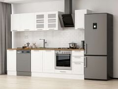 Alvinka 290X210 Cm Klasik Mebran Mutfak Dolabı M-E90S40S40-3 Mebran | Beyaz - Suntalam