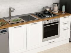 Alvinka 290X210 Cm Klasik Mebran Mutfak Dolabı M-E90S40S40-3 Mebran | Beyaz - Suntalam