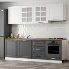 Minar 240 Cm Mebran C Mutfak Dolabı Beyaz Antrasit 240-Mcba1