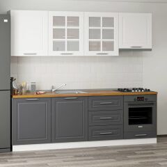 Minar 240 Cm Mebran C Mutfak Dolabı Beyaz Antrasit 240-Mcba1