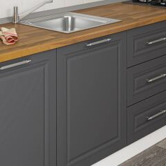 Minar 240 Cm Mebran C Mutfak Dolabı Beyaz Antrasit 240-Mcba1