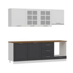 Minar 240 Cm Mebran C Mutfak Dolabı Beyaz Antrasit 240-Mcba1