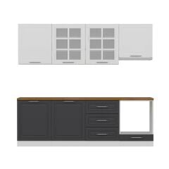 Minar 240 Cm Mebran C Mutfak Dolabı Beyaz Antrasit 240-Mcba1