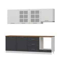 Minar 240 Cm Mebran C Mutfak Dolabı Beyaz Antrasit 240-Mcba1