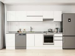 Alvinka 305X210 Cm High Gloss Mutfak Dolabı M-E90S50S45-1 High Gloss | Beyaz - Suntalam