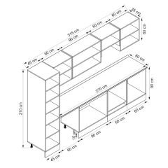 Alvinka 315X210 Cm Klasik Mebran Mutfak Dolabı Beyaz Beyaz Mb-E90B45S60-1