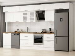 Alvinka 400X240 Cm Klasik Mebran Mutfak Dolabı Mb-E80S60S60-3 Mebran | Beyaz - Mdf