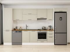 Alvinka 370X222 Cm Klasik Mebran Mutfak Dolabı Mbb-E80B50S40-1 Mebran | Kumtaşı - Mdf