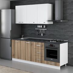 Minar 215 Cm Mutfak Dolabı Beyaz Dore 215-D3