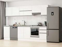 Alvinka 305X210 Cm High Gloss Mutfak Dolabı M-E90S50S45-1 High Gloss | Beyaz - Mdf