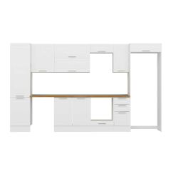 Alvinka 370X222 Cm Klasik Mebran Mutfak Dolabı Mbb-E80B50S40-2 Mebran | Beyaz - Suntalam