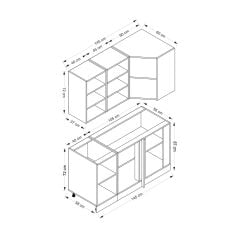 Minar 145Cm Köşe Mutfak Dolabı Beyaz K145-Mcb1