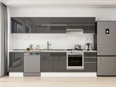 Alvinka 305X210 Cm High Gloss Mutfak Dolabı M-E90S50S45-1 High Gloss | Antrasit - Suntalam