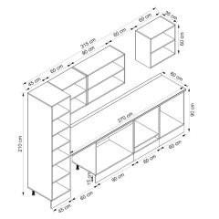 Alvinka 315X210 Cm Klasik Mebran Mutfak Dolabı Beyaz Beyaz Mb-E90B45S60-3