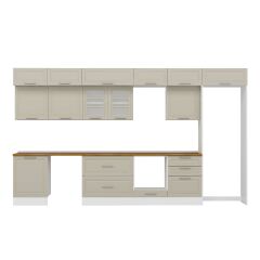 Alvinka 400X240 Cm Klasik Mebran Mutfak Dolabı Mb-E80S60S60-3 Mebran | Kumtaşı - Mdf