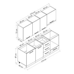 Minar 215 Cm Mutfak Dolabı Beyaz Dore 215-D5