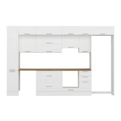 Alvinka 360X240 Cm Klasik Mebran Mutfak Dolabı Mbb-E80B40S40-1 Mebran | Beyaz - Suntalam