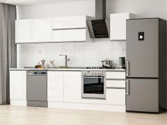 Alvinka 305X210 Cm High Gloss Mutfak Dolabı M-E90S50S45-2 High Gloss | Beyaz - Suntalam