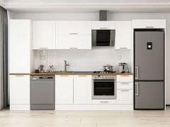 Alvinka 370X222 Cm Klasik Mebran Mutfak Dolabı Mbb-E80B50S40-2 Mebran | Beyaz - Mdf