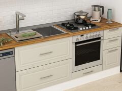 Alvinka 360X240 Cm Klasik Mebran Mutfak Dolabı Mbb-E80B40S40-1 Mebran | Kumtaşı - Suntalam