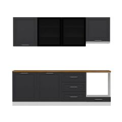 Minar 240 Cm Mbr C+Alm. Cam Mutfak Dolabı Byz Ant 240-Mcacba1