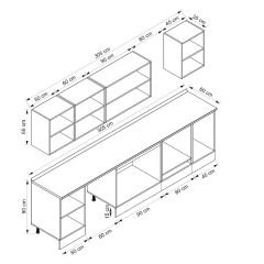 Alvinka 305X210 Cm High Gloss Mutfak Dolabı M-E90S50S45-2 High Gloss | Antrasit - Mdf