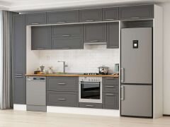 Alvinka 360X240 Cm Klasik Mebran Mutfak Dolabı Mbb-E80B40S40-1 Mebran | Antrasit - Mdf